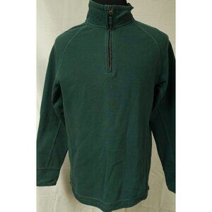 Ascend Mens Medium Green Canvas Textured 1/4 Zip Heavyweight Long Sleeve Shirt